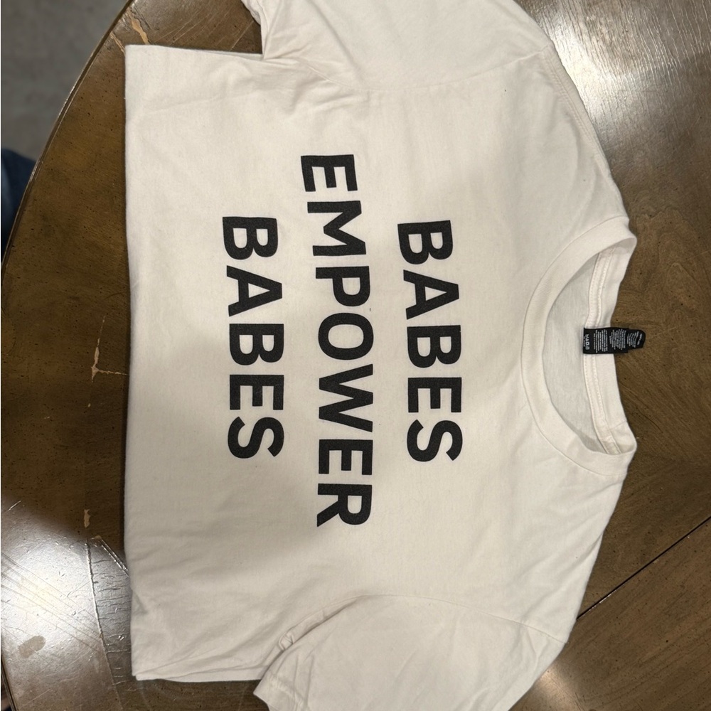 District White T‑Shirt with Black Neck Tag